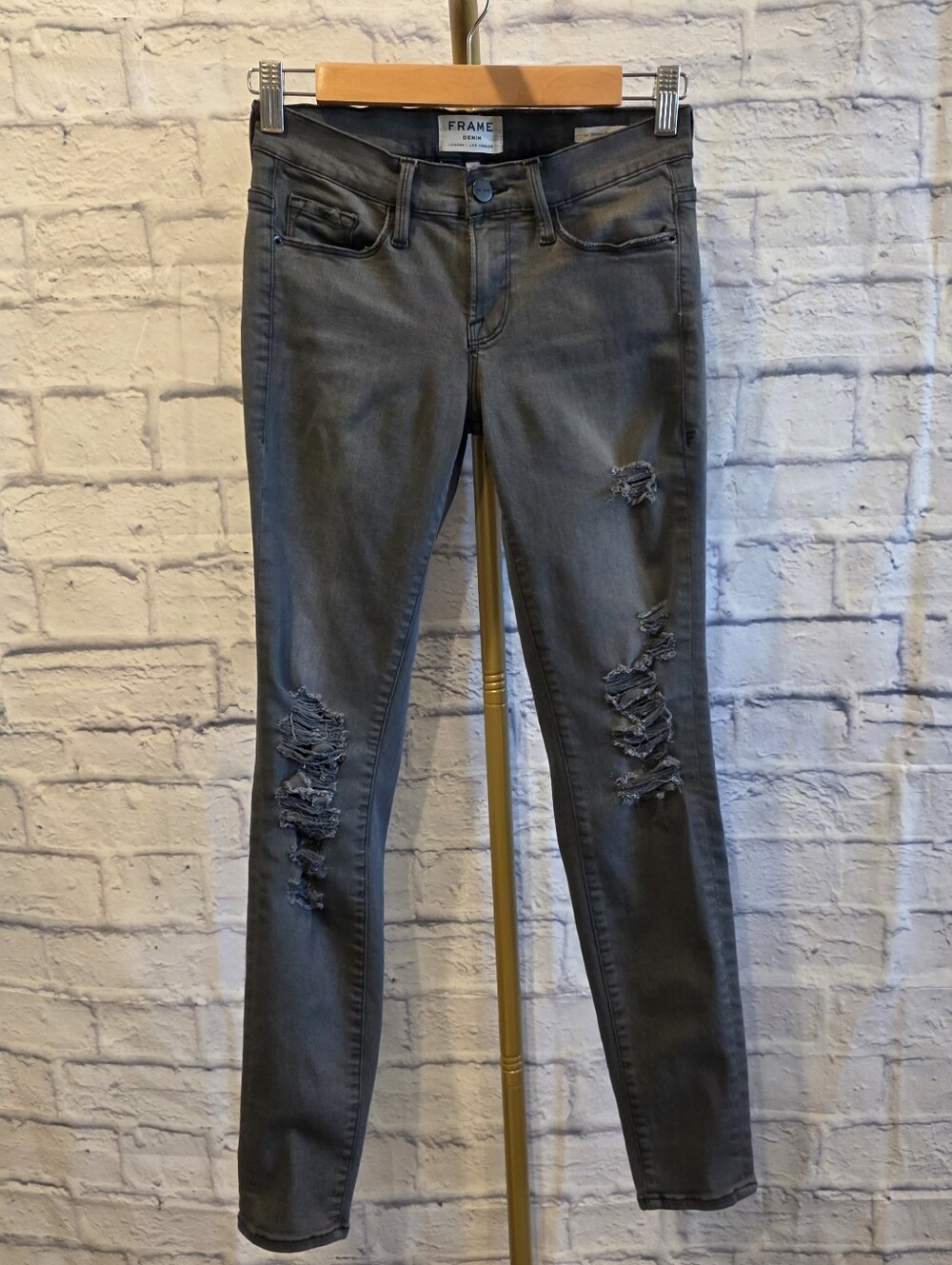 Frame Le Skinny de Jeanne Grey Black Jeans Size 25